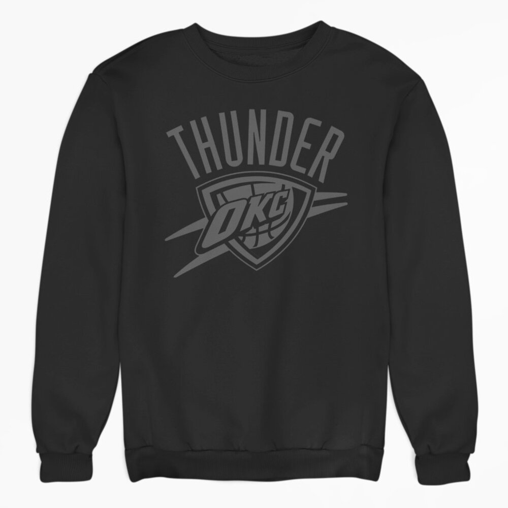NEW Oklahoma City Thunder Tonal Long Sleeve Fleece Crew Sweatshirt BLACK